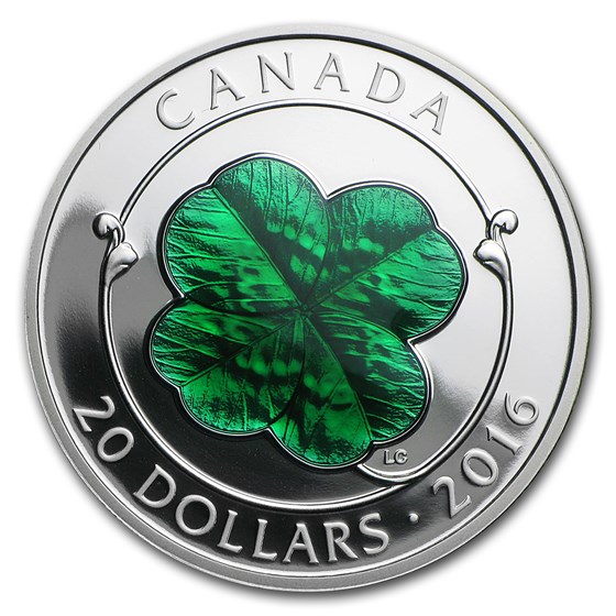 2016 Canada 1 oz Silver $20 Four-Leaf Clover Proof 2016 Canada 1 oz Silver $20 Four-Leaf Clover Proof